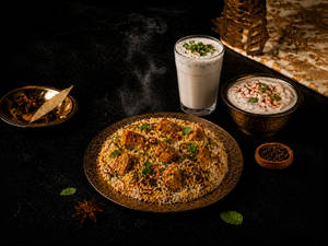Hyderabadi Dum Soya Chaap Biryani (600gms) + Spiced Buttermilk