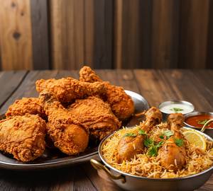 Chicken Fry 6 Pieces Chicken Biryani Half 2 Pieces