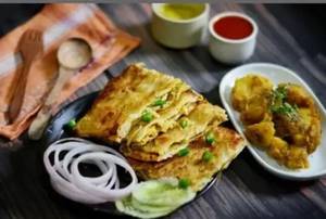 Egg Mughlai Paratha With Aloo Sabji