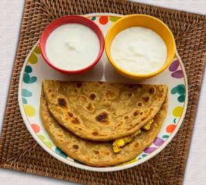2 Paneer Payaz Paratha With Dahi With Achar