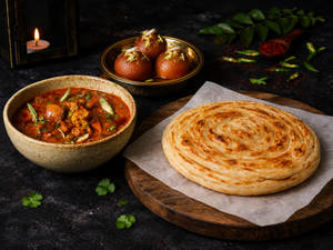 Veg Kolhapuri + Malabar Paratha (1pc) + Gulab Jamun