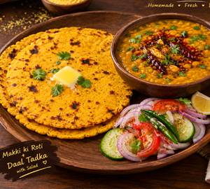 2 Makki ki Roti & Dal Tadka with Fresh Salad