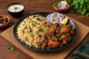 Bagara Rice with Chicken Fry