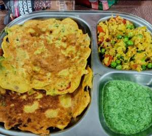 Stuffed Besan Chilla  With Poha