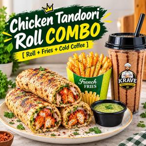 Tandoori Chicken Tikka Roll Combo [Roll + Fries + Cold Coffee]