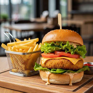 Hot N Spicy Burger With Fries