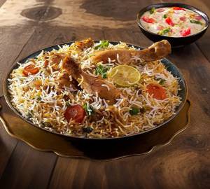 Chicken Dum Biryani With Bundi Raita