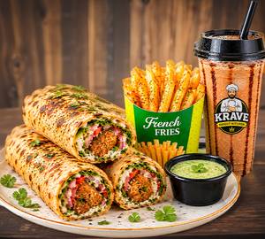 Chicken Seekh Kebab Roll Combo [Roll + Fries + Cold Coffee]