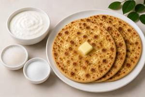 Paneer Paratha With Curd