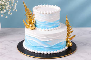 Blue Wave Double Tier Cake