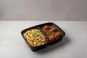 Veg Fried Rice With Veg Manchurian Gravy