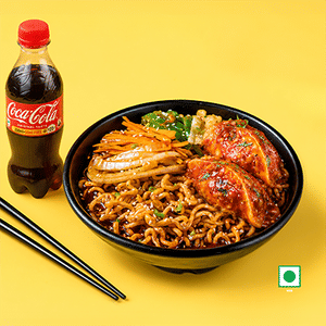 Kimchi Ramen Veg Meal with 2 pc Pan Fried Momo & Coke