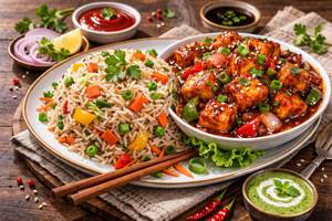 Veg Fried Rice with Paneer Manchurian