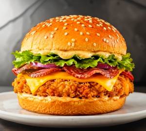 Chicken Cheese Salami Burger With Coke [200 Ml]