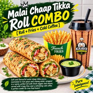 Tandoori Chaap Roll Combo [Roll + Fries + Cold Coffee]