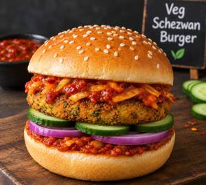 Schezwan Veg Burger