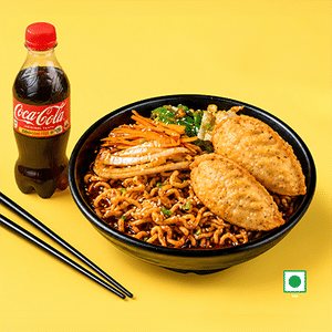 Kimchi Ramen Veg Meal with 2 pc Fried Momo & Coke