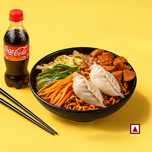 Kimchi Ramen Chicken Meal with 2 pc Steamed Momo & Coke
