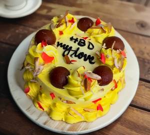 Happy Birthday Gulab Jamun Almond Design Cake