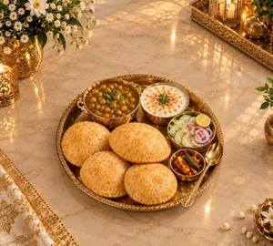Punjabi chhole bhature thali