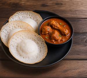 3 Appam With Chicken Curry