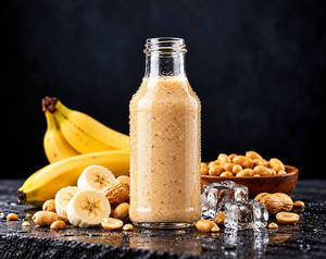 Protein Peanut Butter Banana Smoothie [ 322 kcal | 11g Protein ]