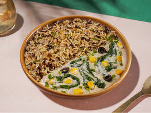 Creamy Spinach and Corn Risotto Bowl
