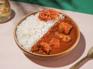 Steam Rice with Butter Chicken