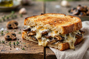 Mushroom Cheese Club Sandwich