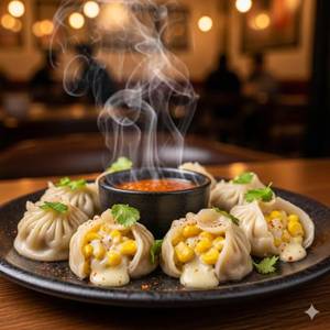 Cheese Corn Momos [8 Pcs]