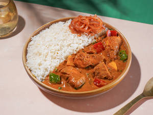 Steam Rice with Kadhai Chicken