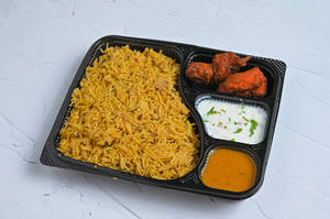 Andhra Biryani Rice With Chicken Kebab