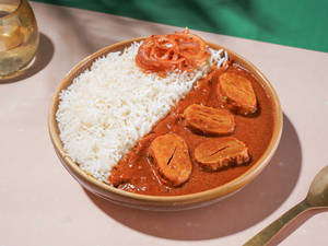 Steam Rice with Butter Soya Chaap