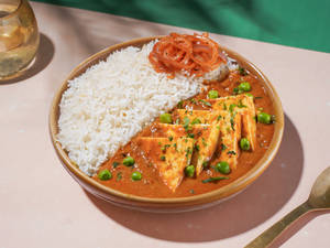 Steam Rice with Matar Paneer