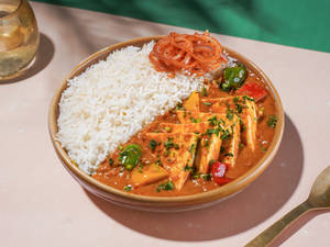 Steam Rice with Kadhai Paneer