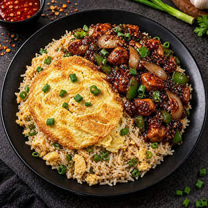 Chicken Burnt Garlic Rice With Chi Chilli