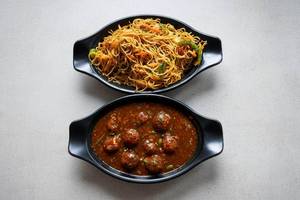 Veg Chowmein with Veg Manchurian