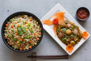 Veg Fried Rice with Mushroom Do Pyaza