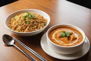 Veg Fried Rice with Paneer Butter Masala