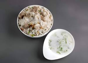 Mushroom fried rice with veg manchurian