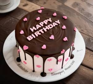 Happy Birthday Pank Heart Chocolate Cake