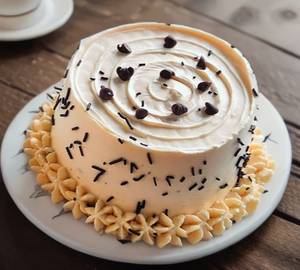 Top Of Dark Choco Chip Chocolate Cake