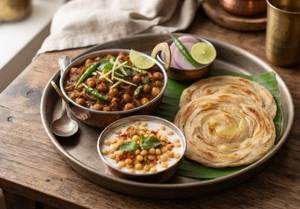 Punjabi Chole Masala with 2 Laccha Paratha (Mini) and Boondi Raita