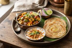 Paneer Taka Tak with 2 Laccha Paratha (Mini) and Boondi Raita