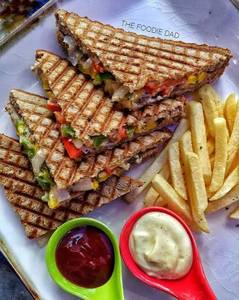 Veg sandwich with french fries