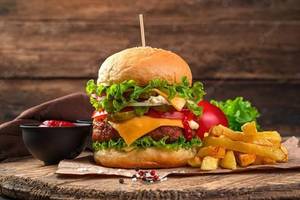 Veg burger with french fries