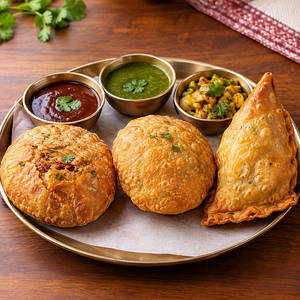 Pyaj Kachori + Dal Kachori + Shahi Samosa