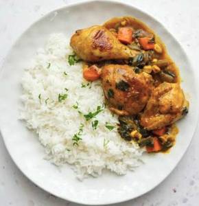 Plain Rice With Chicken Stew [2 Pieces]