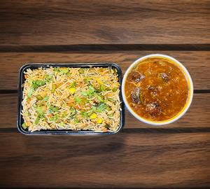 Veg Manchurian Gravy And Fried Rice