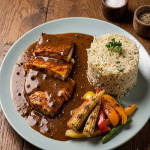Grilled Paneer In Steak Pepper Sauce